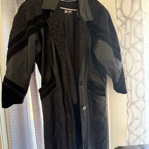 Vintage Black Leather Women's Coat